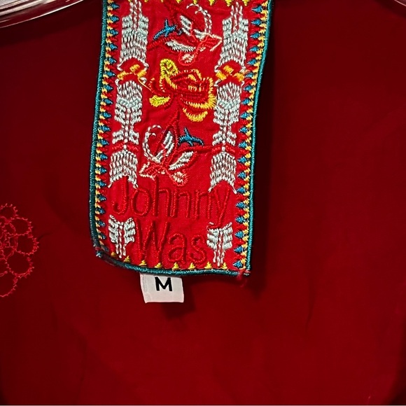 Johnny Was Antik Lace Collared Long Sleeve Blouse Red embroidered fairy whimsy M - Picture 11 of 16